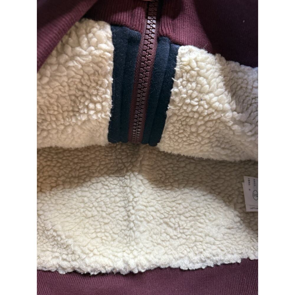 ABERCROMBIE & FITCH SHERPA LINED FULL ZIP HOODIE SWEATSHIRTS BURGUNDY MENS SZ M - Picture 4 of 11